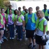 Union College freshmen posed for a photo with trash they collected by Cumberland Falls