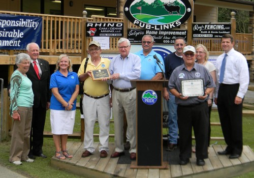 The Pike County Clean Community Board and Jimmy Dale Sanders received appreciation awards from Congressman Hal Rogers at the PRIDE Golf Outing on Aug. 9.