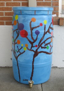 Rain barrel made by North Laurel Middle School students