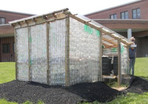 West Carter Middle School PRIDE Club members used two-liter bottles to build this unique greenhouse in the school's outdoor learning center.