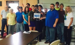 The Stinnett Volunteer Fire Department won the PRIDE Volunteer of the Month Award for July 2016. Some members gathered on July 7, 2016, to accept the award from PRIDE’s Tammie Wilson.